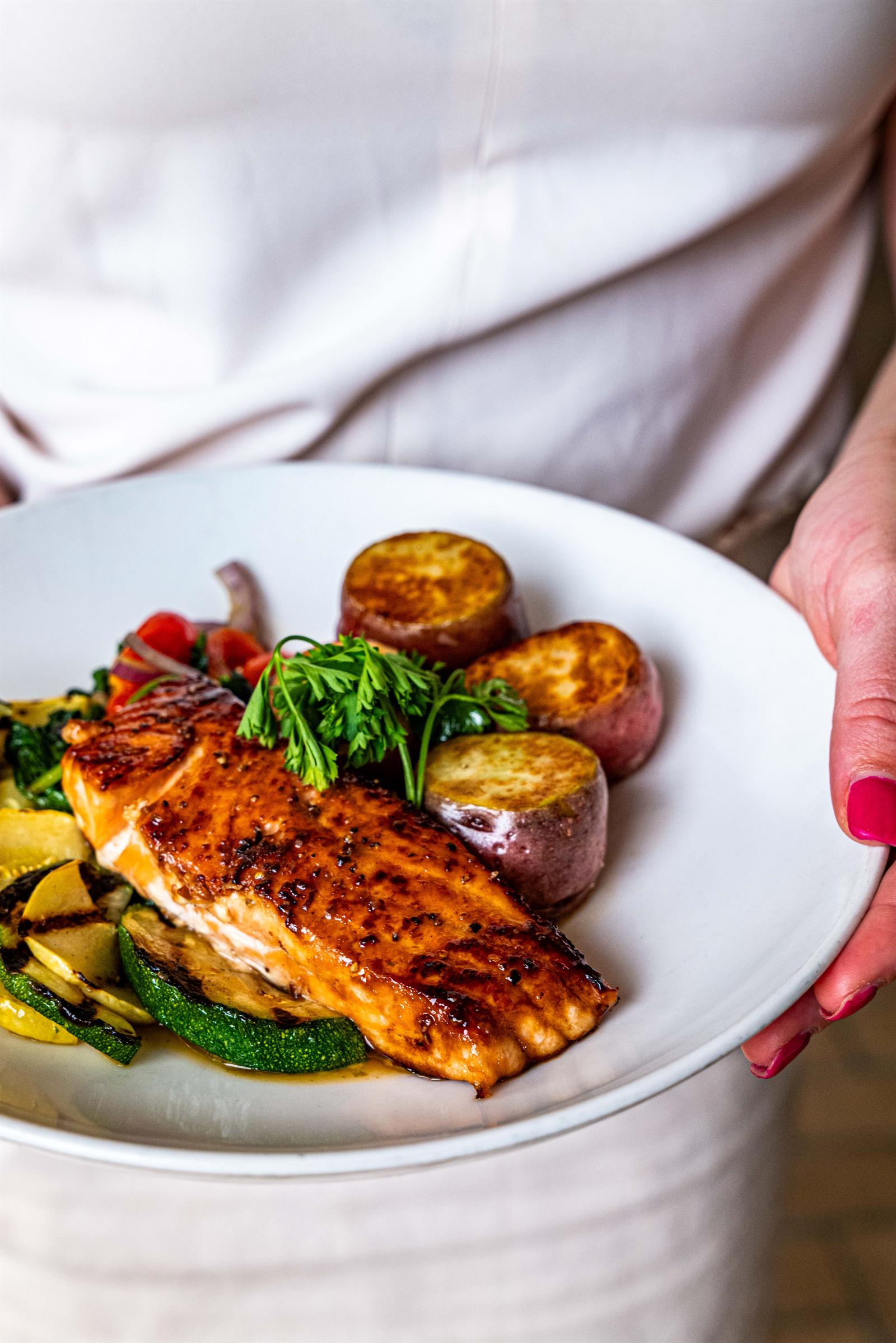 Seafood entrée featured for Brickyard Pub on the Heritage Golf Collection dining page